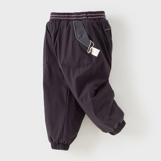Dave&Bella Toddler Boys Casual Purple/Dark Grey Loose Padded Pants