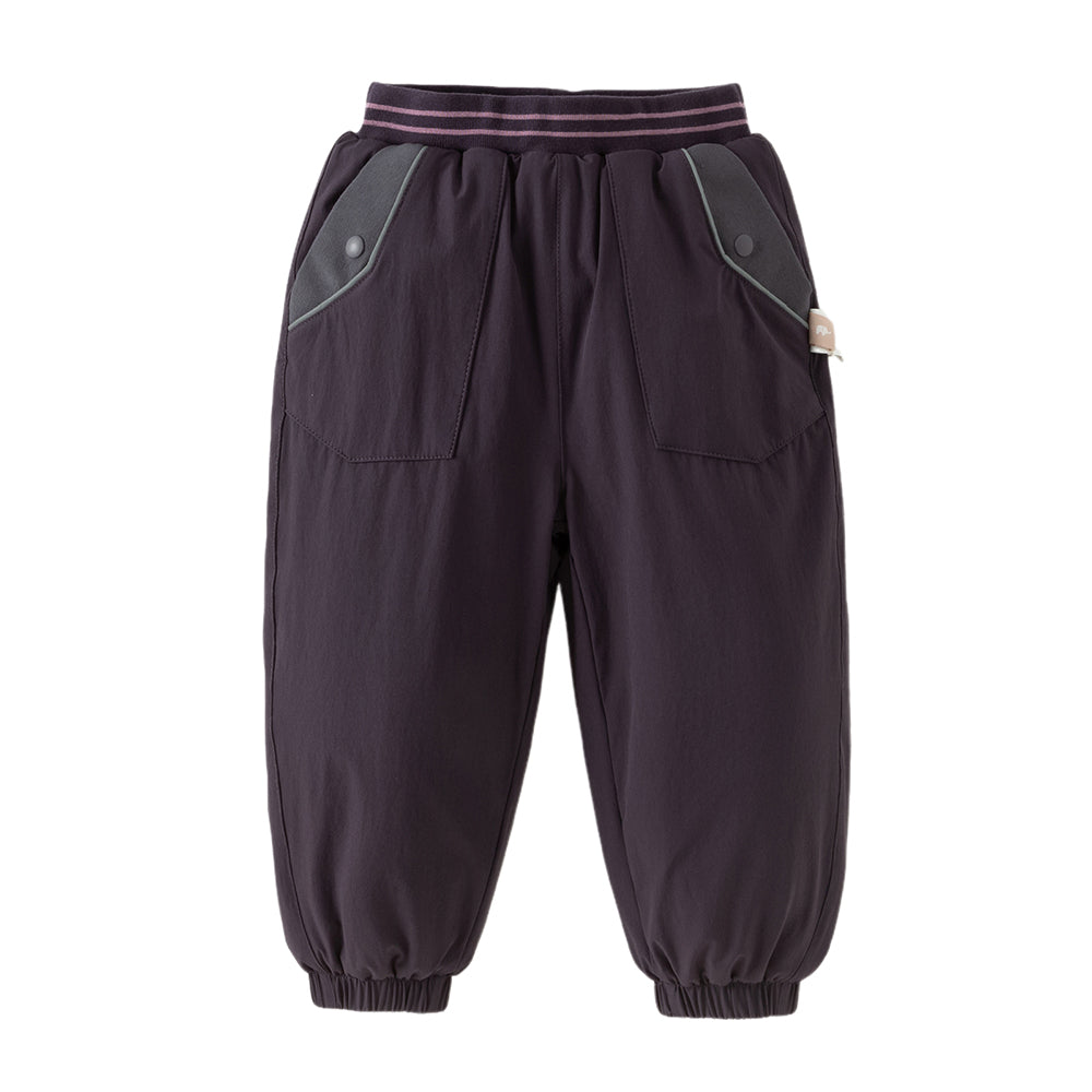 Dave&Bella Toddler Boys Casual Purple/Dark Grey Loose Padded Pants