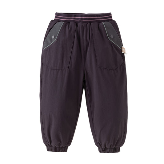 Dave&Bella Toddler Boys Casual Purple/Dark Grey Loose Padded Pants