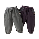 Dave&Bella Toddler Boys Casual Purple/Dark Grey Loose Padded Pants