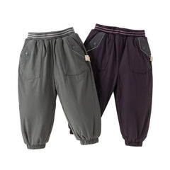 Dave&Bella Toddler Boys Casual Purple/Dark Grey Loose Padded Pants