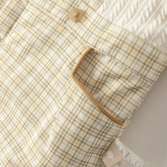 Dave&Bella Baby Boys College-style Yellow-white Plaid Warm Padded Indoor Rompers