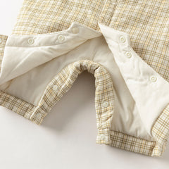 Dave&Bella Baby Boys College-style Yellow-white Plaid Warm Padded Indoor Rompers