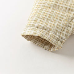 Dave&Bella Baby Boys College-style Yellow-white Plaid Warm Padded Indoor Rompers