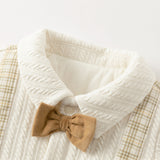 Dave&Bella Baby Boys College-style Yellow-white Plaid Warm Padded Indoor Rompers