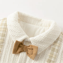 Dave&Bella Baby Boys College-style Yellow-white Plaid Warm Padded Indoor Rompers