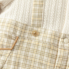 Dave&Bella Baby Boys College-style Yellow-white Plaid Warm Padded Indoor Rompers