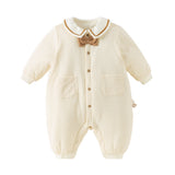 Dave&Bella Baby Boys Apricot Indoor Long Sleeve Padded Rompers