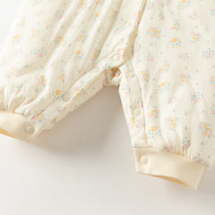 Dave&Bella Baby Girls Winter Adorable Beige Floral Print Indoor Padded Rompers