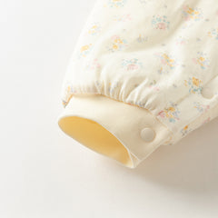 Dave&Bella Baby Girls Winter Adorable Beige Floral Print Indoor Padded Rompers