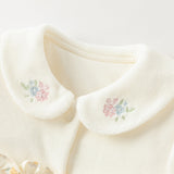 Dave&Bella Baby Girls Adorable Beige Floral Print Indoor Padded Rompers