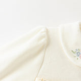Dave&Bella Baby Girls Adorable Beige Floral Print Indoor Padded Rompers