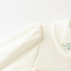 Dave&Bella Baby Girls Winter Adorable Beige Floral Print Indoor Padded Rompers