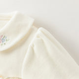 Dave&Bella Baby Girls Adorable Beige Floral Print Indoor Padded Rompers