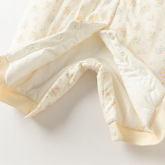 Dave&Bella Baby Girls Winter Adorable Beige Floral Print Indoor Padded Rompers