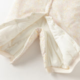Dave&Bella Baby Girls White Floral Print Indoor Cozy Plush Hooded Rompers