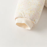 Dave&Bella Baby Girls White Floral Print Indoor Cozy Plush Hooded Rompers