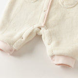 Dave&Bella Baby Girls Adorable Beige Doll Collar Soft Warm One-pieces Romper