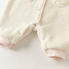 Dave&Bella Baby Girls Winter Adorable Beige Doll Collar Soft Warm One-pieces Romper