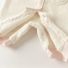 Dave&Bella Baby Girls Winter Adorable Beige Doll Collar Soft Warm One-pieces Romper