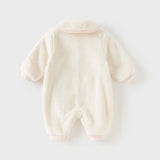 Dave&Bella Baby Girls Adorable Beige Doll Collar Soft Warm One-pieces Romper