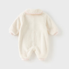 Dave&Bella Baby Girls Winter Adorable Beige Doll Collar Soft Warm One-pieces Romper