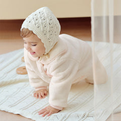 Dave&Bella Baby Girls Winter Adorable Beige Doll Collar Soft Warm One-pieces Romper