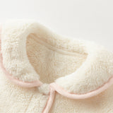 Dave&Bella Baby Girls Adorable Beige Doll Collar Soft Warm One-pieces Romper