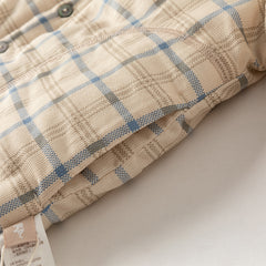 Dave&Bella Baby Boys Casual Apricot Plaid Indoor Warm Padded Hooded Rompers