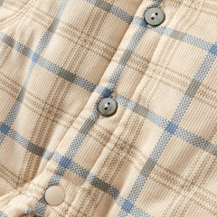 Dave&Bella Baby Boys Casual Apricot Plaid Indoor Warm Padded Hooded Rompers