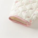 Dave&Bella Baby Girls Sweet Beige Floral Print Doll Collar Warm Padded Rompers