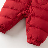 Dave&Bella Baby Girls/Boys Winter Festival Red Warm Windproof Hooded Down Rompers