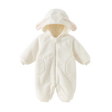 Dave&Bella Baby Girls Rabbit-style Cozy Beige Hooded One-pieces Romper