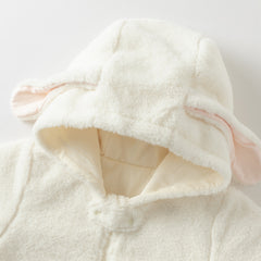 Dave&Bella Baby Girls Autumn Rabbit-style Cozy Beige Hooded One-pieces Romper