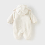 Dave&Bella Baby Girls Rabbit-style Cozy Beige Hooded One-pieces Romper