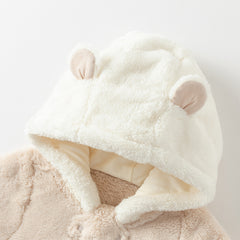 Dave&Bella Baby Girls/Boys Winter Casual Hooded Warm Plush One-Pieces Romper