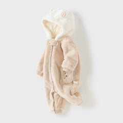 Dave&Bella Baby Girls/Boys Winter Casual Hooded Warm Plush One-Pieces Romper
