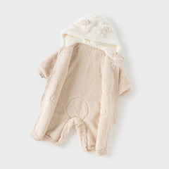 Dave&Bella Baby Girls/Boys Winter Casual Hooded Warm Plush One-Pieces Romper