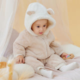 Dave&Bella Baby Girls/Boys Winter Casual Hooded Warm Plush One-Pieces Romper