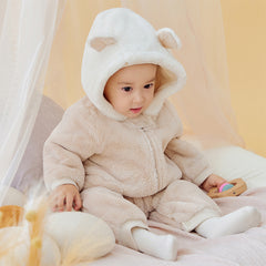 Dave&Bella Baby Girls/Boys Winter Casual Hooded Warm Plush One-Pieces Romper