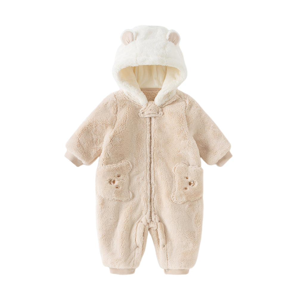 Dave&Bella Baby Girls/Boys Winter Casual Hooded Warm Plush One-Pieces Romper