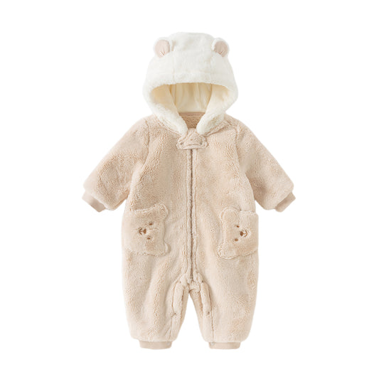 Dave&Bella Baby Girls/Boys Winter Casual Hooded Warm Plush One-Pieces Romper