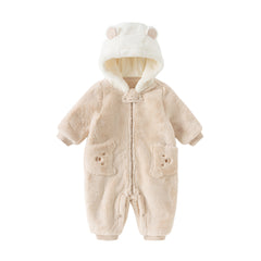 Dave&Bella Baby Girls/Boys Winter Casual Hooded Warm Plush One-Pieces Romper