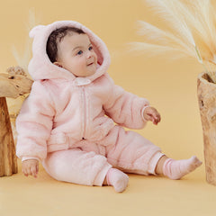 Dave&Bella Newborn Girls/Boys Winter Soft Plush-lined Hooded Baby One-Pieces Romper