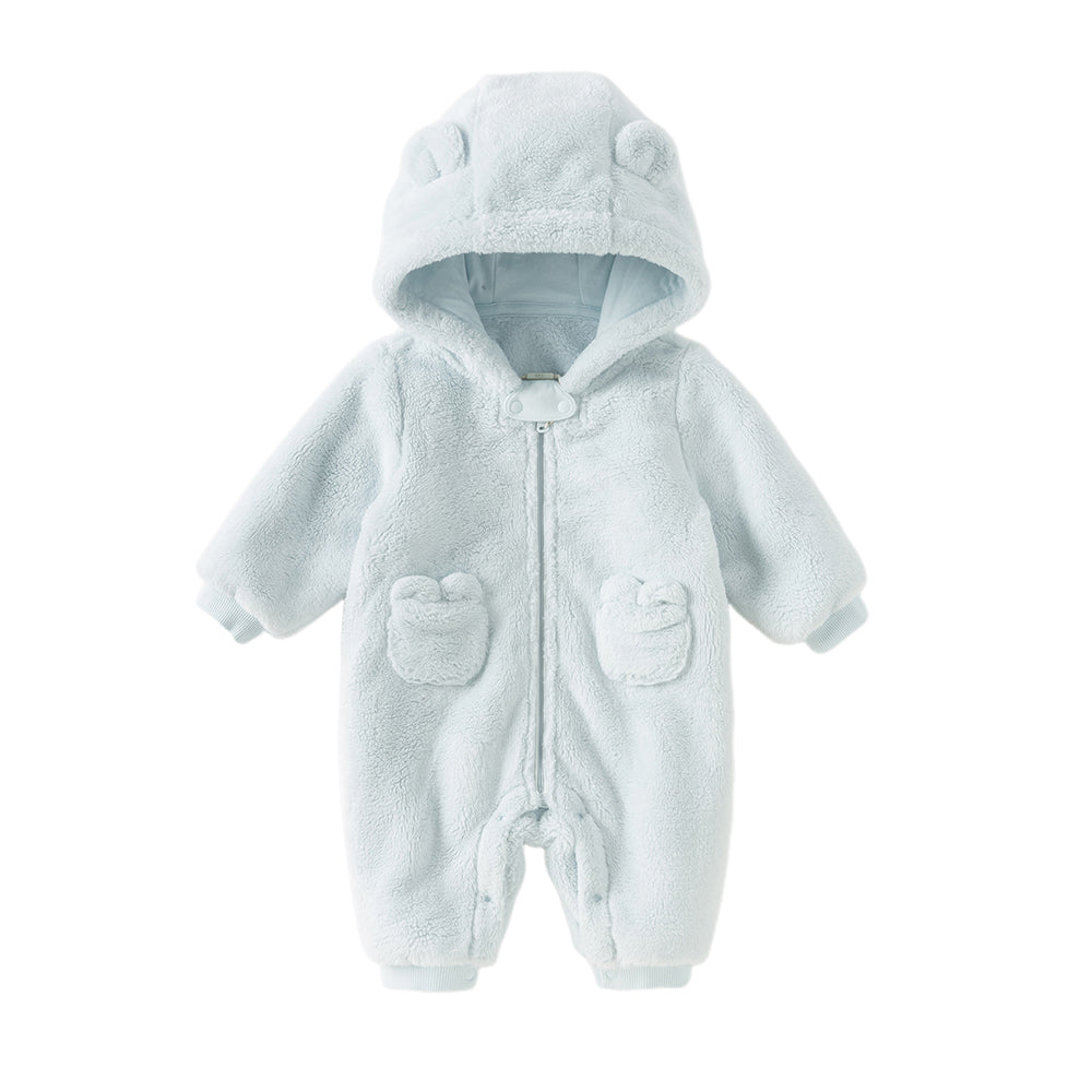 Dave&Bella Newborn Girls/Boys Soft Plush-lined Hooded Baby One-Pieces Romper