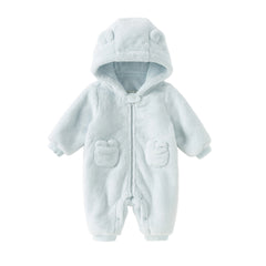 Dave&Bella Newborn Girls/Boys Winter Soft Plush-lined Hooded Baby One-Pieces Romper