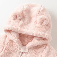 Dave&Bella Newborn Girls/Boys Winter Soft Plush-lined Hooded Baby One-Pieces Romper