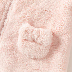 Dave&Bella Newborn Girls/Boys Winter Soft Plush-lined Hooded Baby One-Pieces Romper