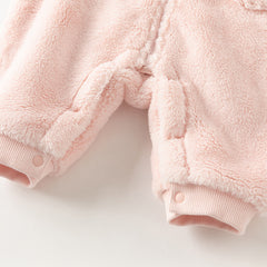 Dave&Bella Newborn Girls/Boys Winter Soft Plush-lined Hooded Baby One-Pieces Romper
