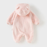 Dave&Bella Newborn Girls/Boys Soft Plush-lined Hooded Baby One-Pieces Romper